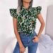 Instagram-style Real Shot Of Spring/summer European And American Casual Leopard Print Ruffled Tie Chiffon Blouse._ecoleips.com
