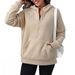 Autumn/Winter Women's Half-Zip Hoodie With Fleece And Oversized Colorful Hoodie_ecoleips.com