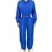 Women's Stylish Two-Piece Set - Contrast Color Striped Top & Wide Leg Elastic Waist Pants_ecoleips.com