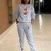 Women's Fleece Lined Two Piece Set Casual Round Neck Printed Sweatshirt Outfit Style_ecoleips.com