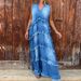 2024 Summer New European And American Cross-Border Women's Solid Color V-Neck Fashion Frayed Edge Patchwork Denim_ecoleips.com