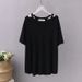 Women's Clothing Plus Size Off Shoulder T Shirt 300 Pounds Fat Mm Summer Thin Short Sleeved Bottoming Shirt_ecoleips.com