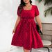 Women's Plus Size Retro Polka Dot Dress - Elegant Square Neck & Wrap Waist | Flared Swing Skirt (S-3XL) | Soft Cotton Blend_ecoleips.com
