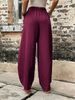 K Women's Pants, Solid Color Pocket Casual Pants, Elastic Pants, Long Pants_ecoleips.com