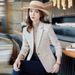 Women's Slim Fit Blazer Houndstooth Casual Plaid Tweed Office Lady Style Outerwear_ecoleips.com