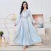 Women's Muslim Clothing New V Neck Two Piece Suit Temperament Elegant Dress_ecoleips.com