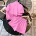 Women's Summer 2026 New Sweet Stand Collar Half-Zip Fashionable Casual Shorts Two-Piece Sports Set_ecoleips.com