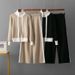 Women's Knitted Cardigan Top And Wide Leg Pants Set Double Headed Zipper Casual Spring Autumn Two Piece Outfit_ecoleips.com