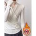 Double-Sided Derong High-Quality T-Shirt With A Crossed V-Neck Design And Long Sleeves; Perfect As A Base Layer For Wome_ecoleips.com
