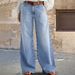 mid Rise Stretch Wide Leg Jeans for Women Casual Cotton Denim with Front And Back Pockets European And American Style_ecoleips.com