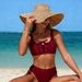 Voya 2026 New European And American Export Bikini Solid Color Drawstring Sporty High-Waisted Triangle Two-Piece_ecoleips.com