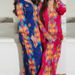 Muslim Printed Rhinestone V-neck Elegant Sleeve Women's Long Dress Robe_ecoleips.com
