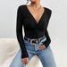 Voya Women's Lace Intellectual Style T-shirt For Spring And Summer 2026, V-neck Slim Fit And Slimming Design_ecoleips.com