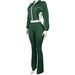 Fashionable Women's Two-Piece Set With Contrast Color Blocking, Ribbed Detailing & Zip-Front Flared Pants – Stylish & Comfortable Outfit_ecoleips.com