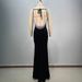 Women's Clothing New Black Pearl Diamond Slim Sexy Round Neck Velvet Large Backless Light Luxury Annual Meeting Dinner Dress_ecoleips.com
