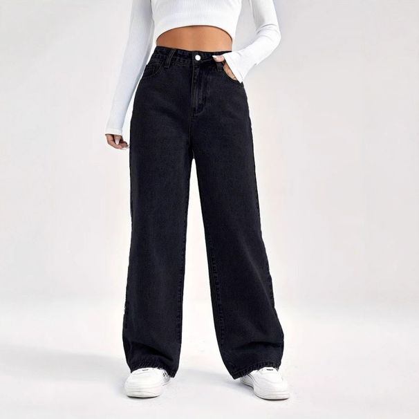 Cross-border Foreign Trade European And American High-waisted Women's Jeans, Light-colored Loose Wide-leg_ecoleips.com
