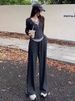 ng2510292 Casual Lazy Style Outfit Spring/Autumn 2025 New Trendy Fashionable Youthful Slimming Sweatshirt And Wide-Leg Pants_ecoleips.com