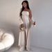 Women's Three Piece Set Casual Tube Top Vest Long Cardigan Wide Leg Trousers Comfortable Fashion Outfit Ensemble_ecoleips.com