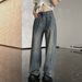 -Inspired Wide Leg Jeans For Women - Glam Rhinestone Embellished High Waist Flared Denim Pants With Vintage Wash_ecoleips.com