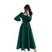 Little Black Dress Women's Spring And Autumn New Retro V-neck Long Over The Knee Black Temperament Dress Long_ecoleips.com