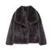 Women's Faux Fox Fur Coat Winter Elegant Faux Fur Jacket With Lapel Loose Fit Stylish Outerwear_ecoleips.com