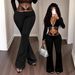 Autumn New Arrival Slimming Tummy Control Flared Pants Black Flattering Slim Fit For Sports And Outerwear Women's Bottoms_ecoleips.com