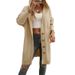 Autumn/Winter Casual Loose-Knit Cardigan With Buttoned Hood, Women's Outerwear_ecoleips.com