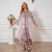 Muslim Women's Robe Embroidered Cloth Printed Diamond Studded Long Skirt Dress Abayas_ecoleips.com