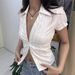 KAIKUO Cross-Border European And American Y2K Hot Girl Style Solid Color Short-Sleeve Women's Shirt 2025 Summer_ecoleips.com