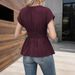 2026 Spring Independent Station Hot Sale V-Neck Waist-Cinching Solid Color Raglan Sleeve Pleated_ecoleips.com