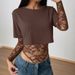 2026 European And American Fashionable One-Piece Solid Color Waist-Revealing Slim-Fit Lace-Paneled_ecoleips.com