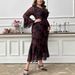 Elegant Plus Size Mermaid Maxi Dress Floral Print Evening Gown With Trumpet Sleeves And Feminine Silhouette_ecoleips.com