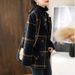 Plus Size Women's Clothing Winter New Fashion Korean Style Slim Mother Retro Plaid Splicing Woolen Coat_ecoleips.com