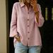 Women's Casual Solid Color Shirt Single Breasted Collared Top Three Quarter Sleeve European American Style Spring Summer_ecoleips.com