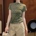 ng2510292 2026 Summer New Polka Do Slim-Fi Shor-Sleeve For Women, French Syle, Elegan And Versaile Base Shir, Trendy_ecoleips.com