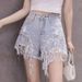 2024 Spring Summer New Style Personality Shorts For Women, Internet Celebrity High Waist, Inlaid With Diamonds, Heavy_ecoleips.com
