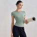 Women's Clothing Lightweight Nude Yoga T-Shirt Casual Sports Top Short Sleeve Slim Fit For Running Training Fitness Wear_ecoleips.com