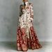 Elegant Retro Casual Long Sleeved Printed Dress Slim Fitting Women's Vacation Clothing_ecoleips.com