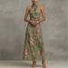 Elegant Neck Collar Sleeveless Plant Print Dress_ecoleips.com