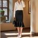 Elegant Mermaid Pencil Skirt - Stretchy Poly-Spandex Tailored Mid-Length Skirt With Side Zipper - Black Work-to-Cocktail Slim Fit Skirt For Women_ecoleips.com