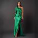 Women's Clothing Elegant Off-Shoulder Raglan Sleeve Wrap Dress With Waist Tie & High Slit - Stylish & Flattering Long Dress For Women_ecoleips.com