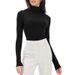 Autumn/Winter Women's Clothing: Collared Long-Sleeved Underwear With High Neck, Slim Fit, Versatile Top_ecoleips.com