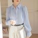 Autum New Korea Style Loose White Log Sleeve Top Commuter Desig Sese Niche Light Luxury Professioal Shirt For_ecoleips.com