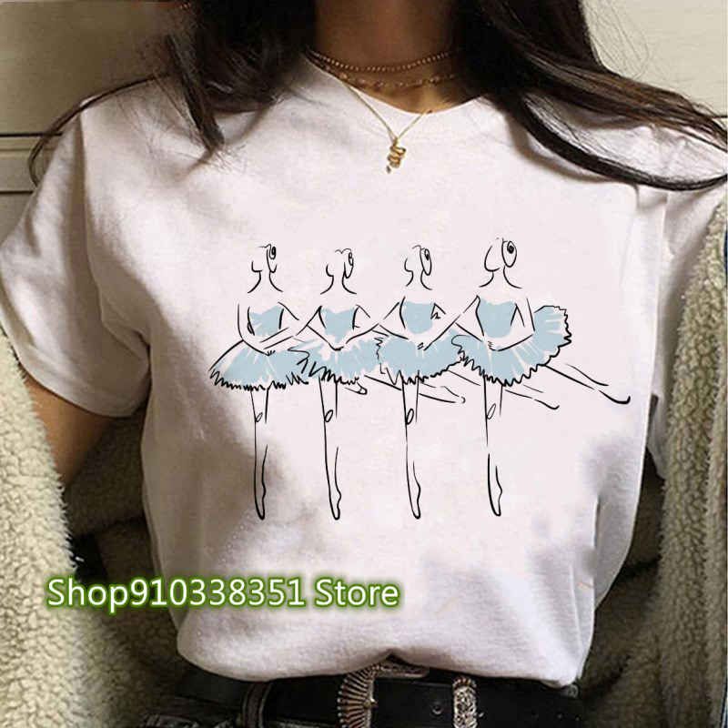 2023 Ballet Dancer Printed T Shirt Women T Shirt 90s Cartoon Graphic Tops Ladies T-shirt Casual Woman Shirt Clothes Fashion Tee_ecoleips.com