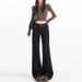 Women's American Style Dark Blue Flared Jeans Straight Leg Loose Fit plus Size Retro Low Waist Slimming Wide Leg Floor Length_ecoleips.com