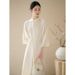 Huapuxin Chinese Water Drop Collar Women's 2024 Autumn New Waistband High-End National Style Cheongsam Dress_ecoleips.com