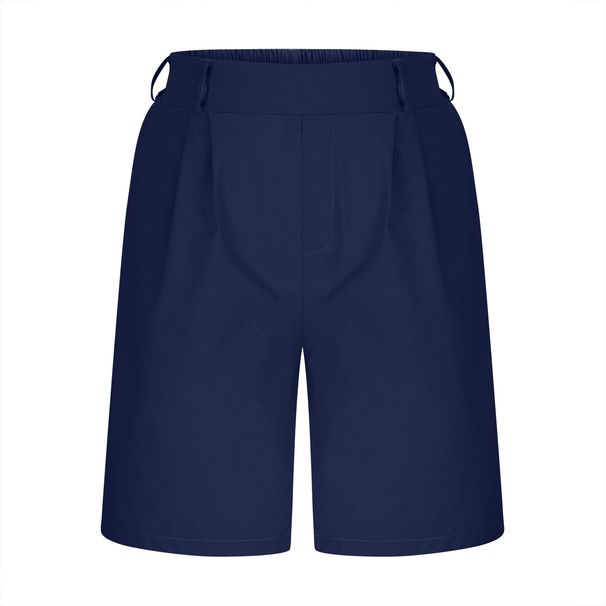 Women's Summer Cotton Linen Solid Color Loose Straight Leg Pocketed Fashionable Shorts_ecoleips.com