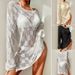 European And American Summer New Beach Dress Women's Solid Color Sexy Knitted Hollow Beach Bikini Swimsuit Blouse Sunscreen Clothing_ecoleips.com