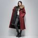 Women's Detachable Rabbit Fur Parka Coat, Knee-Length & Ankle-Length Winter Jacket With Hood, Windproof Outerwear For Extreme Cold (M-XXXL), Wine Red_ecoleips.com