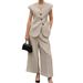 French Retro Chic Casual Outfit For Spring/Summer: Trendy Jacket With Wide-Leg Pants For Women's Daily Commute_ecoleips.com
